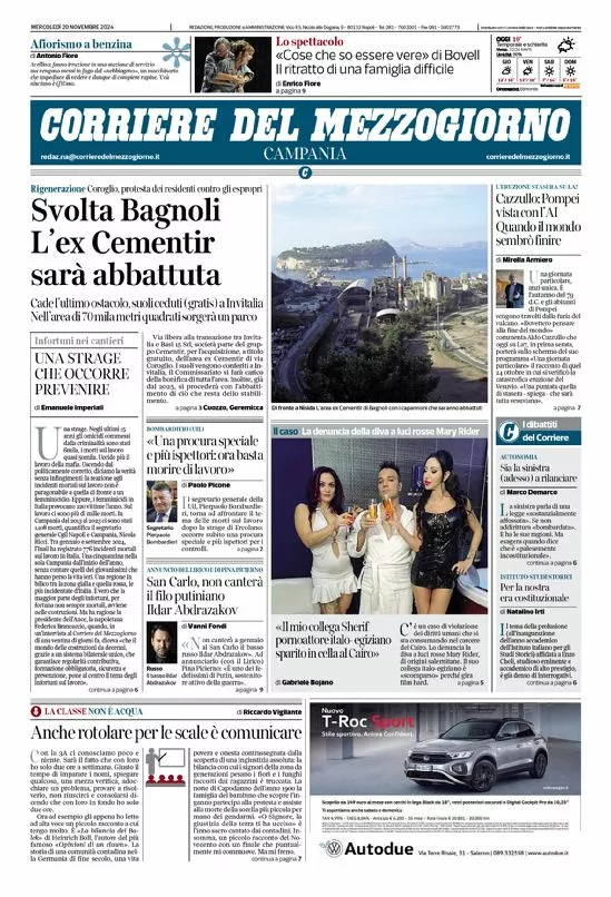 Prima-pagina-corriere del mezzogiorno-del-2024-11-20